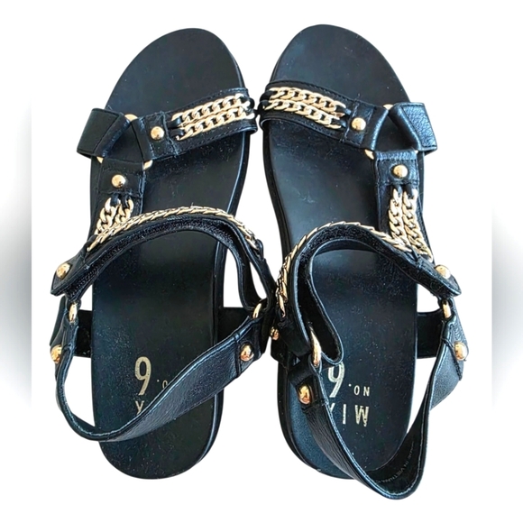 Mix No. 6 Black and Gold Chain Sandals Size 6.5 - Picture 2 of 6